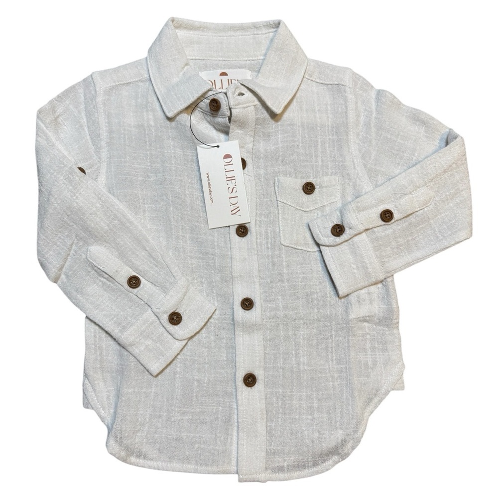 🤍‎ Ollie’s Day White Linen Button-Down Shirt Kids 2/3Y & 5/6Y 🌿
